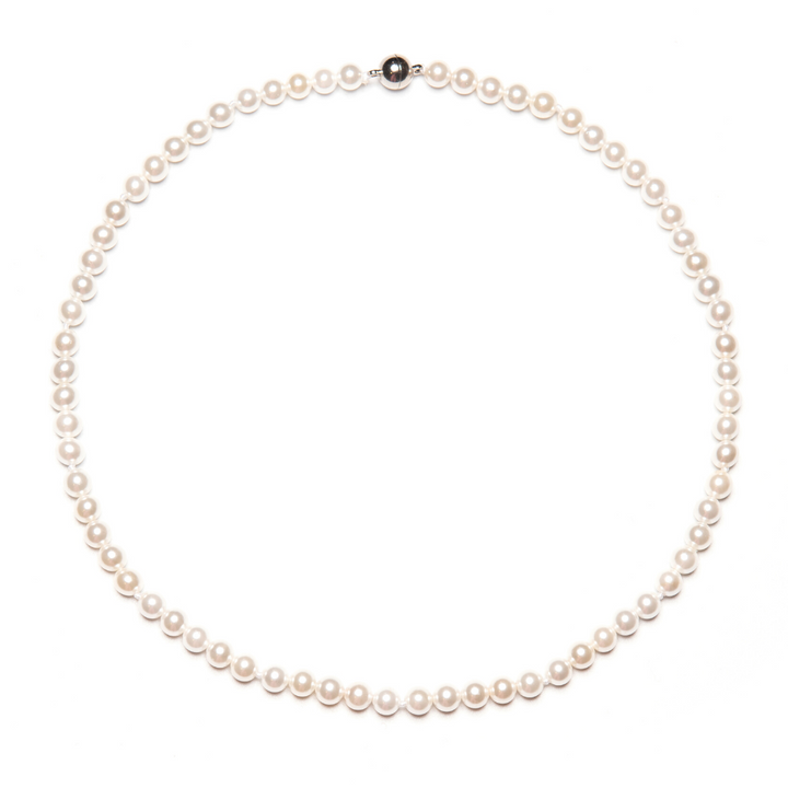 Helmikaulakoru - Valkoinen 6mm helmiäishelmi